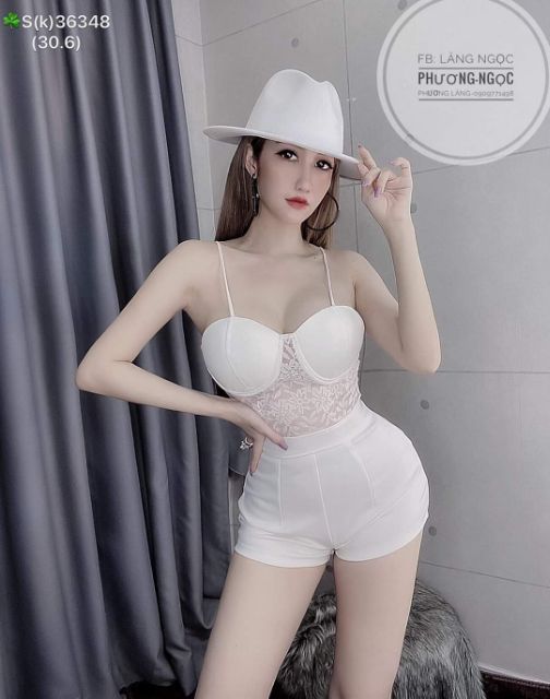 Jumpsuit 2 dây phối ren