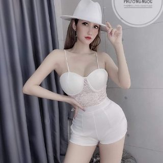 Jumpsuit 2 dây phối ren