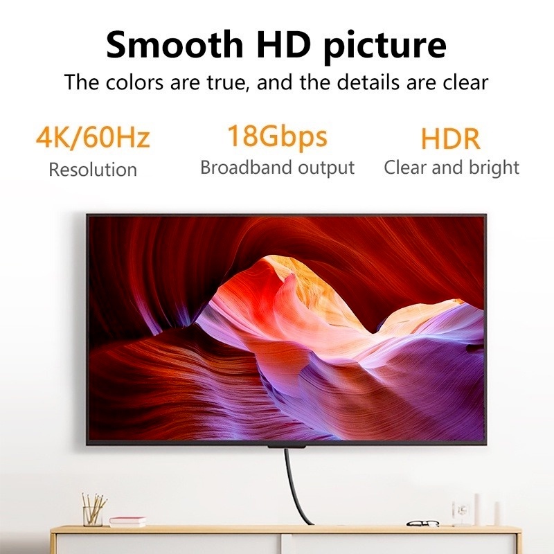 Dây Cáp Chuyển Đổi HDMI 4K 60Hz Tốc Độ Cao 18Gbps 4K / 720P / 1080P UHD TV Blue-ray Xbox PS4 PS3 PC
