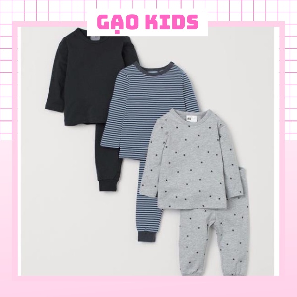 Bộ quần áo trẻ em dài tay thu đông H&M họa tiết đơn giản chất cotton mềm mịn size từ 12M-6 tuổi