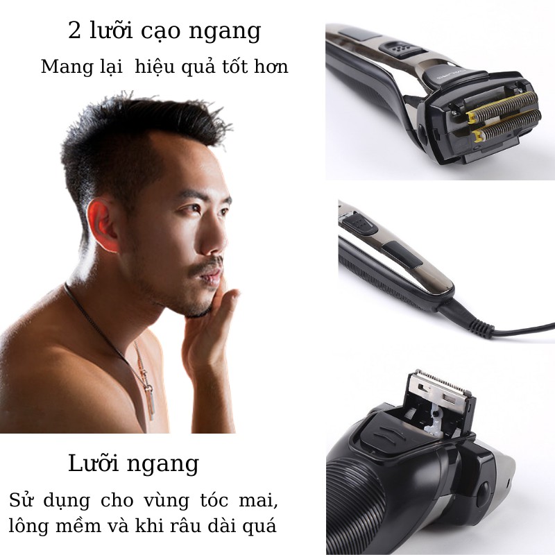 Máy cạo râu điện 2 lưỡi cạo DL9011 máy cạo râu khô siêu hiệu quả