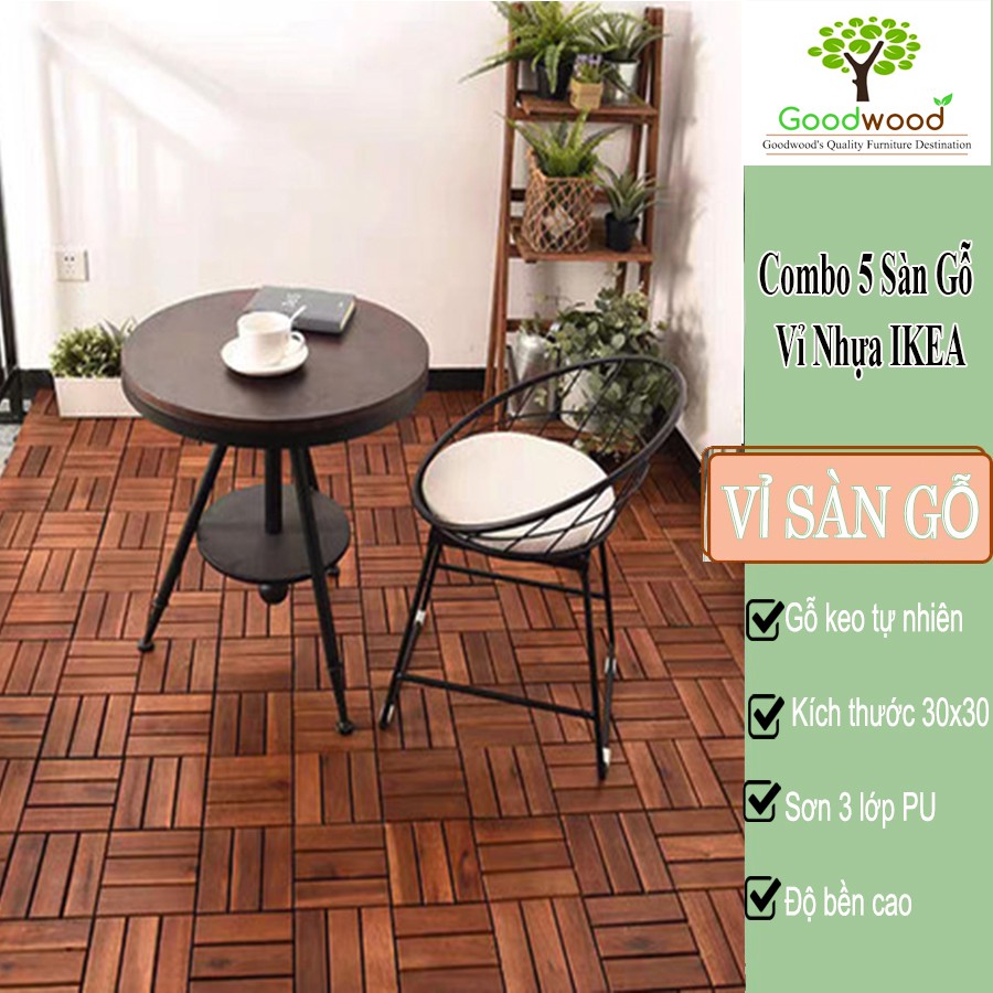 [2021] Combo 5 Ván Sàn gỗ tự nhiên vỉ nhựa ngoài trời 12 nan Home Decor