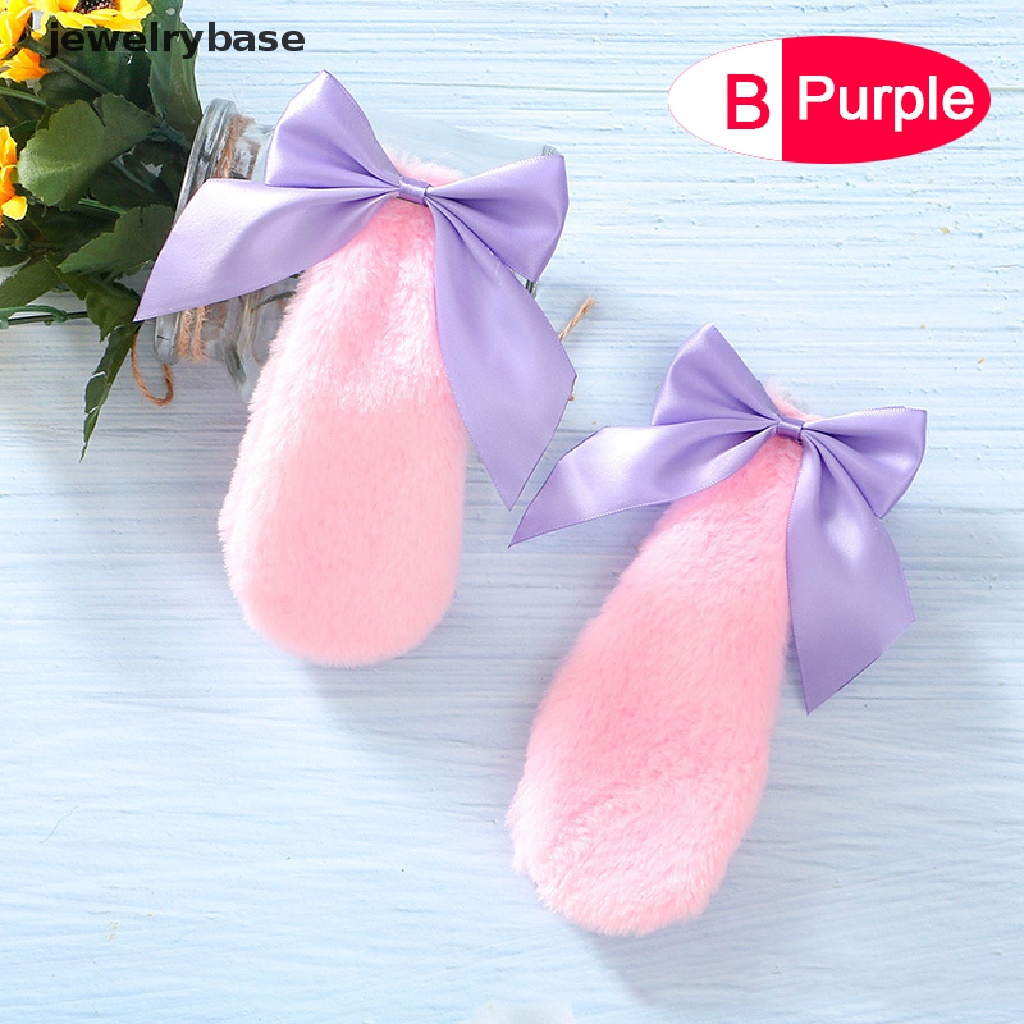 Kẹp tóc tai thỏ bông đính nơ kiểu lolita xinh xắn