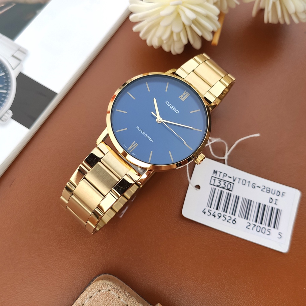 Đồng hồ nam dây kim loại Casio Anh Khuê MTP-VT01G-2BUDF
