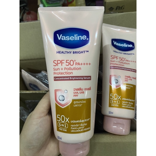 Dưỡng thể chống nắng Vaseline Healthy White Sun+Pollution Protection Serum SPF50+ PA++++ ( thái lan )