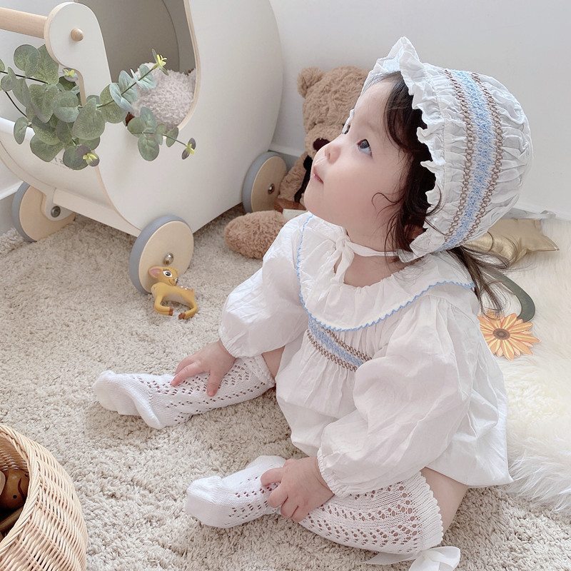 Set áo liền quần + mũ in họa tiết đáng yêu thoải mái dành cho bé gái