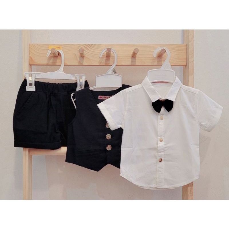 Bộ yếm vest gile đầy tháng thôi nôi bé trai 1-5 tuổi (size cặp cho bé nhỏ và lớn)
