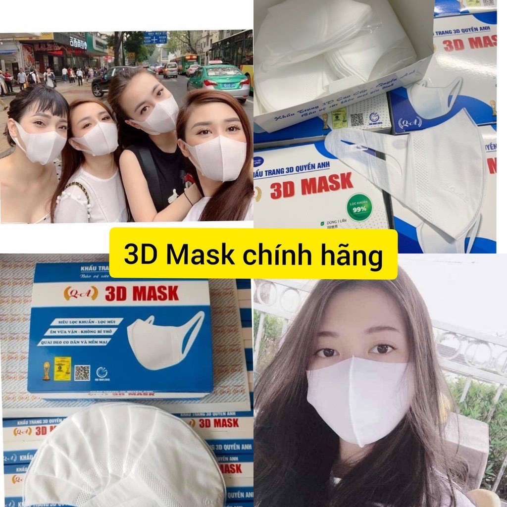 Khẩu Trang 3D MASK công nghệ Nhật Bản hộp 50 cái thiết kế thời trang giúp tránh bụi bẩn vi khuẩn có hại