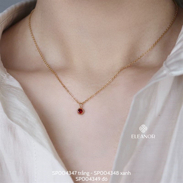 Dây chuyền nữ bạc 925 Eleanor Accessories mặt tròn đính đá phụ kiện trang sức 4347