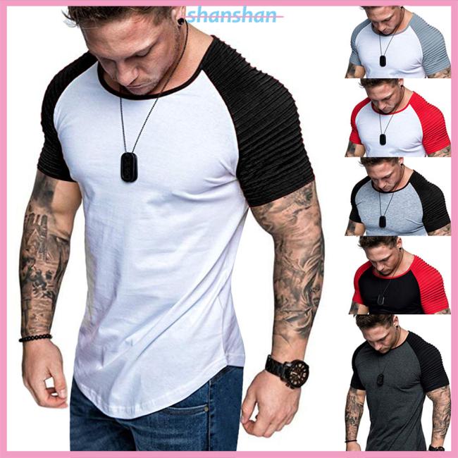 Áo thun thể thao ôm body phối màu cho nam