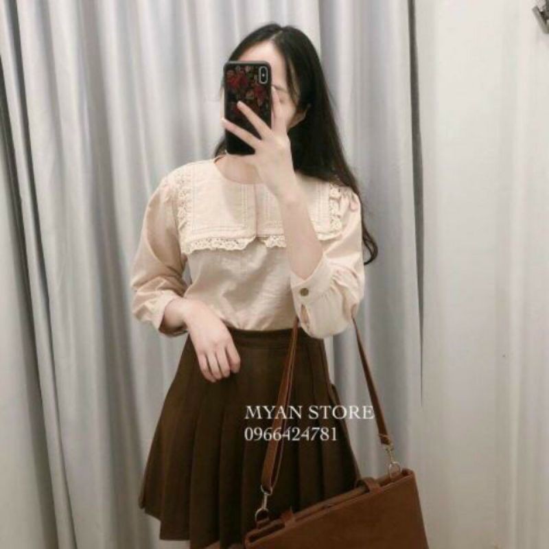 Áo babydoll vạt vuông tay lỡ viền ren xinh | BigBuy360 - bigbuy360.vn