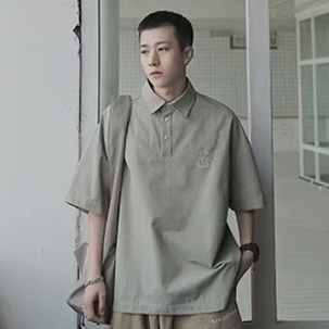 Áo Thun Polo Màu Trơn Dáng Rộng Phong Cách Hàn Quốc Thời Trang Cho Nam