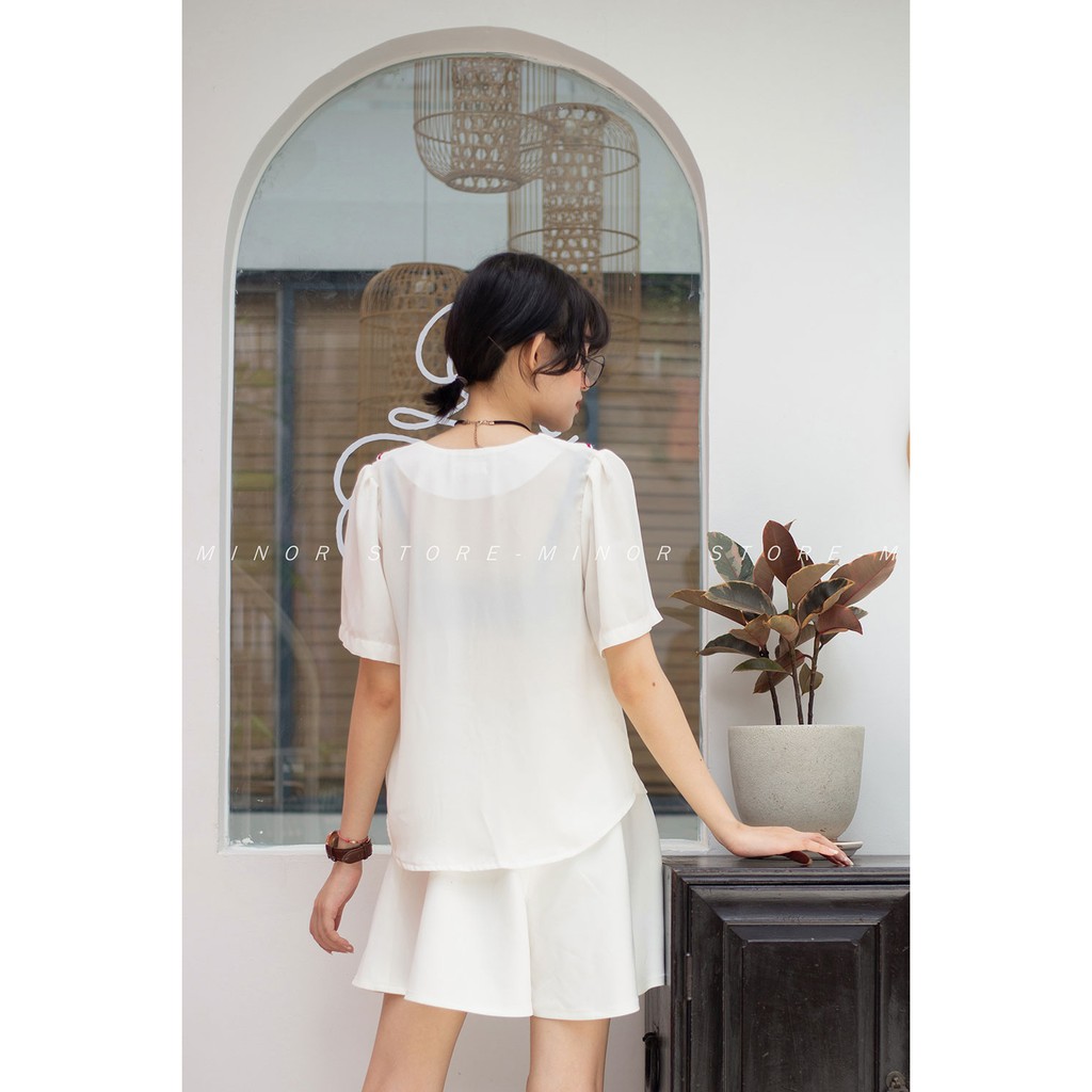 ÁO SƠ MI TAY NGẮN THÊU CỔ [MINOR CATERINA] | BigBuy360 - bigbuy360.vn