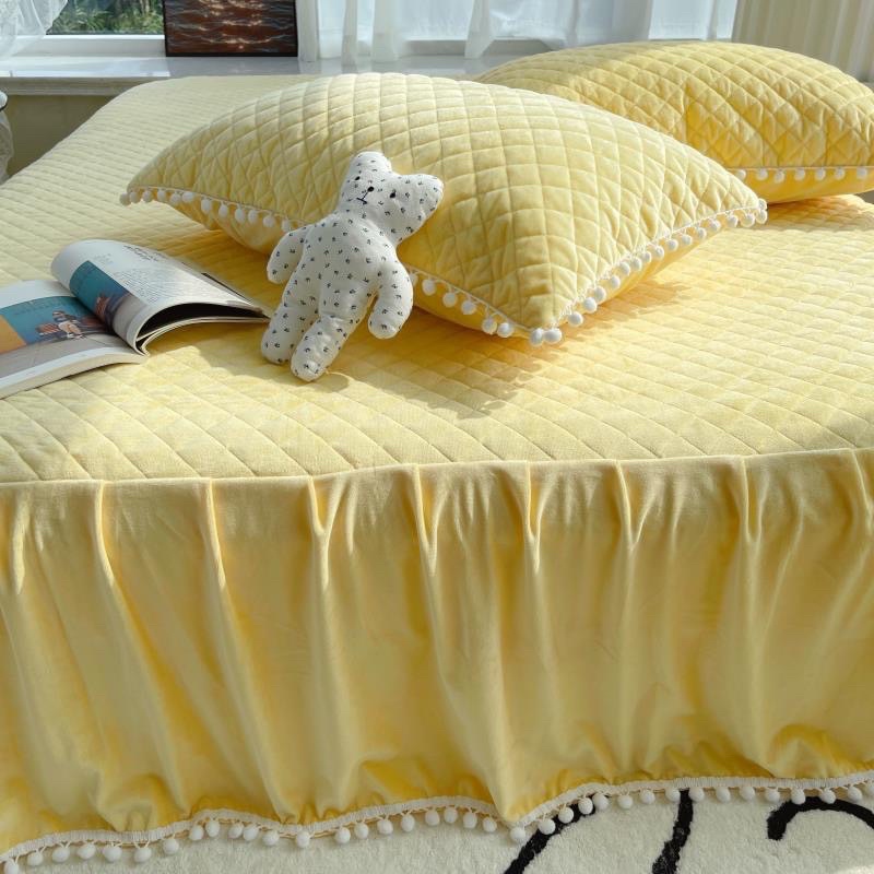 Set ga gối nỉ trần phủ bèo - dệt sợi lì 5D cao cấp thu đông 2021