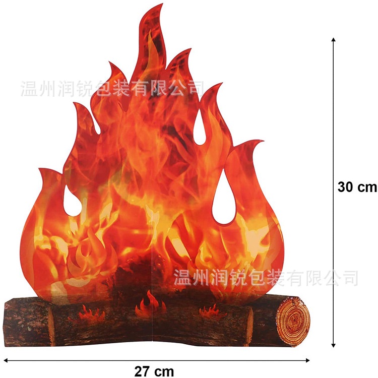 Phụ Kiện Trang Trí Tiệc BBQ Hình Ngọn Lửa 3D Bằng Giấy Bìa Cứng