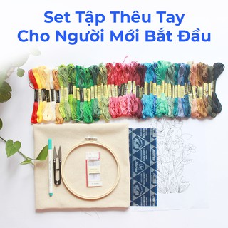 Set Combo Tập Thêu Tay Đầy Đủ Dụng Cụ Cơ Bản Cho Người Mới Bắt Đầu