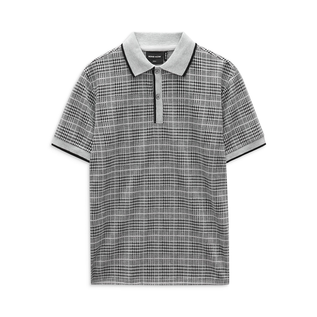 Set Bộ Polo Short Grey Check , Chất Vải Cotton Thoải Mái , SB001111 ,SOMEHOW
