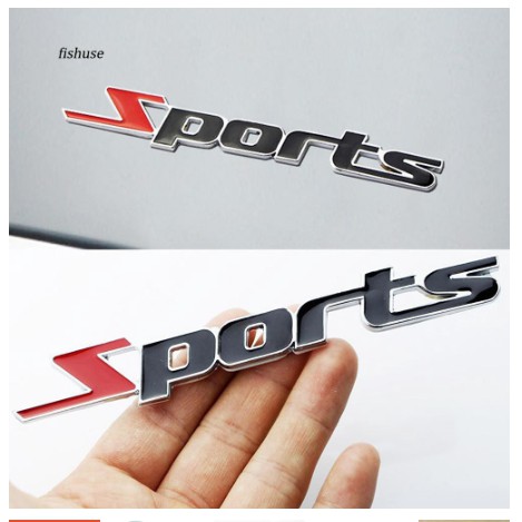 Logo tem nhãn 3D kim loại chữ SPORT SPORTS dán xe hơi ô tô tương thích các xe Toyota Vios Innova và Hyundai Accent