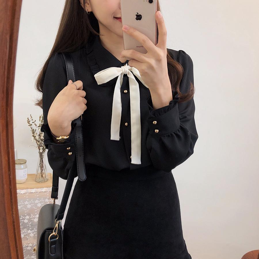 Áo sơ mi chiffon kiểu Hồng Kông thiết kế thanh lịch cá tính