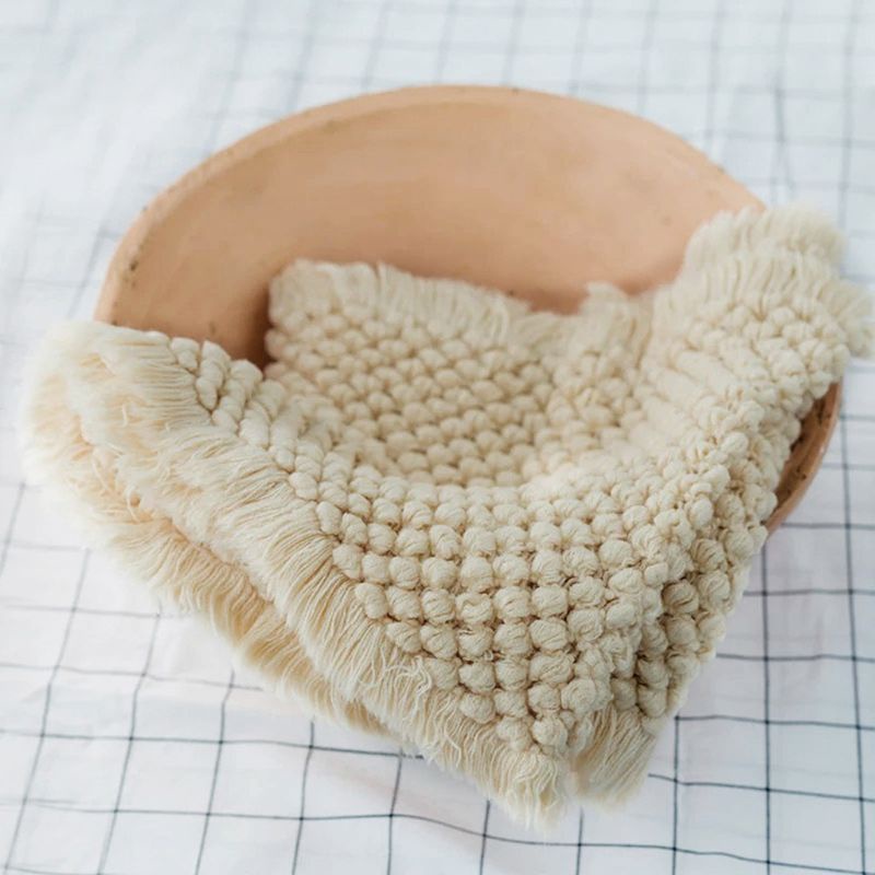 Chăn Đan Len Cotton Làm Phụ Kiện Chụp Ảnh Cho Bé Sơ Sinh