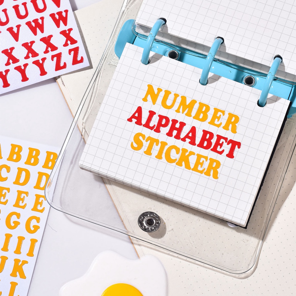 Peach 2 Pcs Number Letters Alphabet Plaid Decorative Stickers