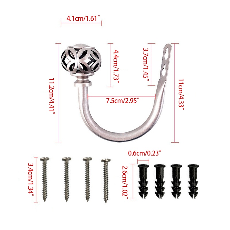 Set 2 Móc Treo Rèm Cửa Hình Chữ U Chịu Tải Nặng