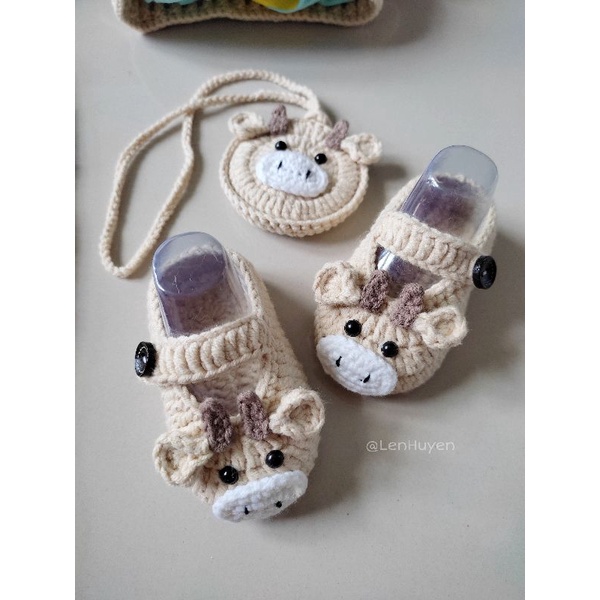 Set đồ len handmade hình trâu nghé xinh xắn phù hợp bé trai bé gái rất đáng yêu dễ thương