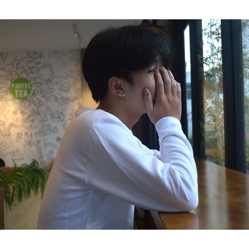 Áo thun Tay dài Sweater in White - Giá sỉ Unisex