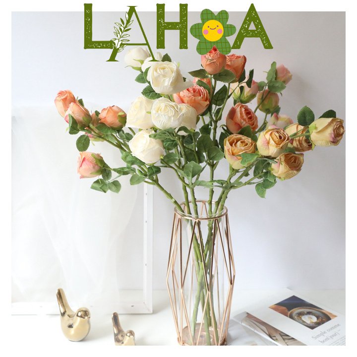 Hoa hồng sấy khô giả decor trang trí phòng khách để bàn chụp ảnh đẹp LÁ HOA DECOR H45