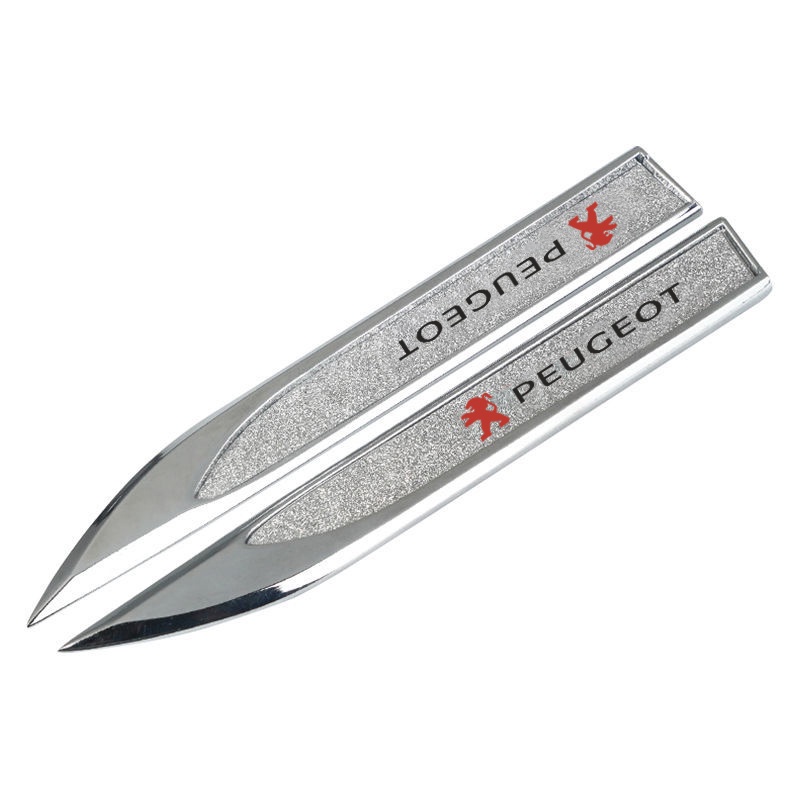 FENDER Bộ 2 Miếng Dán Kim Loại 3D Trang Trí Thân Xe Hơi Peugeot 5008 4008 308 208