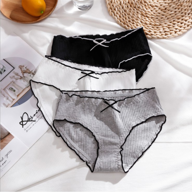 [Set 3 quần] Quần lót nữ cotton viền ren , quần xì kháng khuẩn xuất Nhật co dãn 4 chiều quyến rũ sexy M15