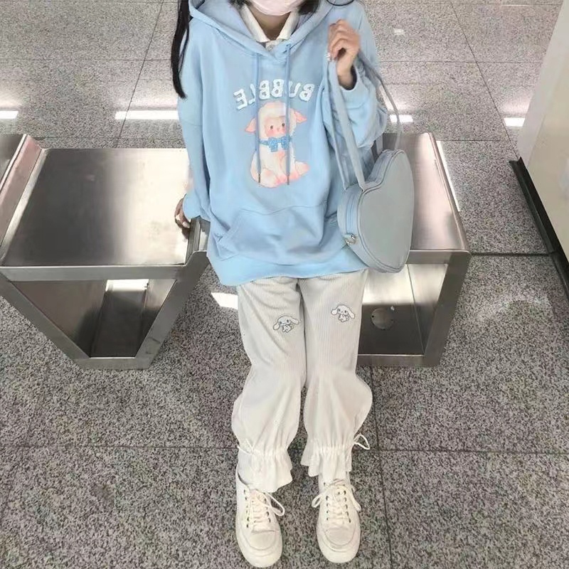 Áo hoodie ZHELIHANGFEI tay dài dáng rộng phong cách Nhật Bản thời trang dành cho nữ