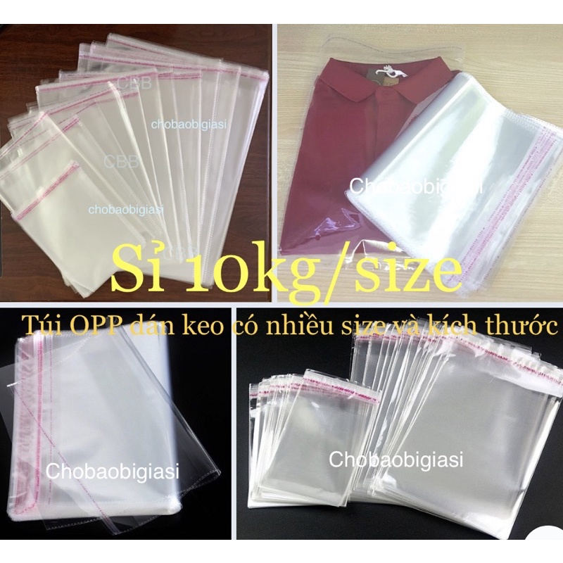 {Giá sỉ 10kg/size} Túi OPP dán keo, túi dán đựng quần áo, phụ kiện, trang sức, đựng hương, đựng đũa (hàng đẹp - y hình)