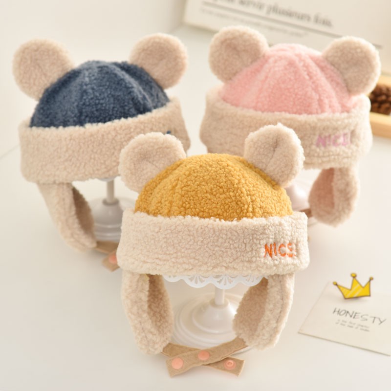 Mũ len trùm tai giữ ấm giữ ấm mùa đông dành cho bé sơ sinh