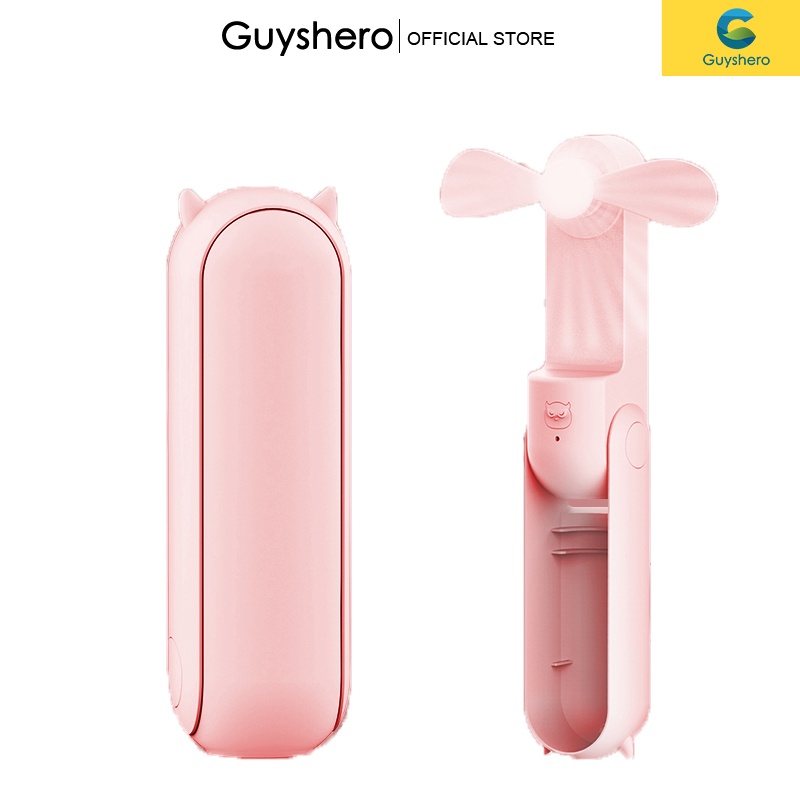 Guyshero Quạt Mini Cầm Tay Tích Hợp Pin Sạc Dự Phòng khẩn cấp