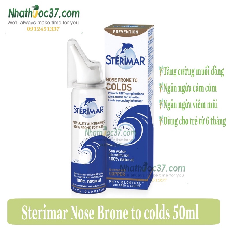 Xịt muối biển Sterimar 50ml các loại - Sterimar baby, Sterimar Mn, Sterimar Cu, Sterimar người lớn, Chính hãng Pháp