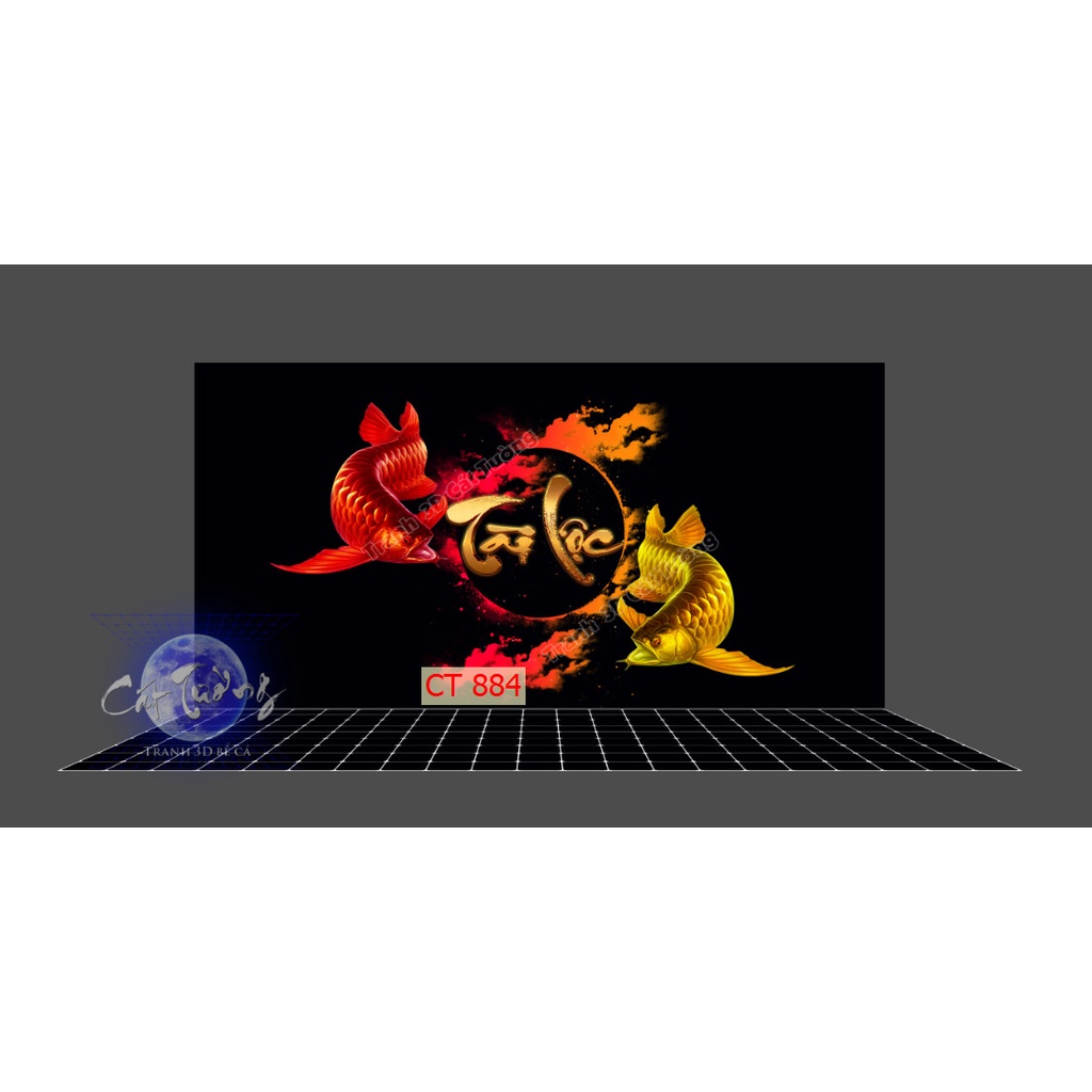 Tranh 3d. tranh dán bể cá thủy sinh, bể cá rồng