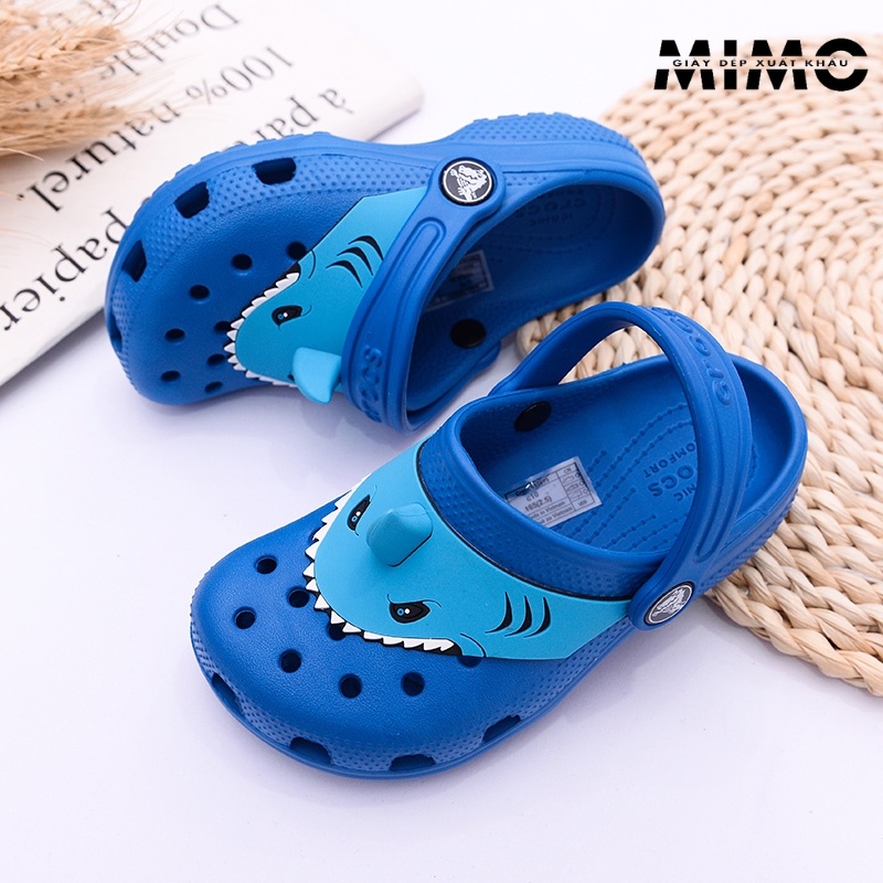 Tặng kèm jibit, Dép sục cá mập 3D nhiều màu êm nhẹ, bền đẹp cho bé trai, bé gái