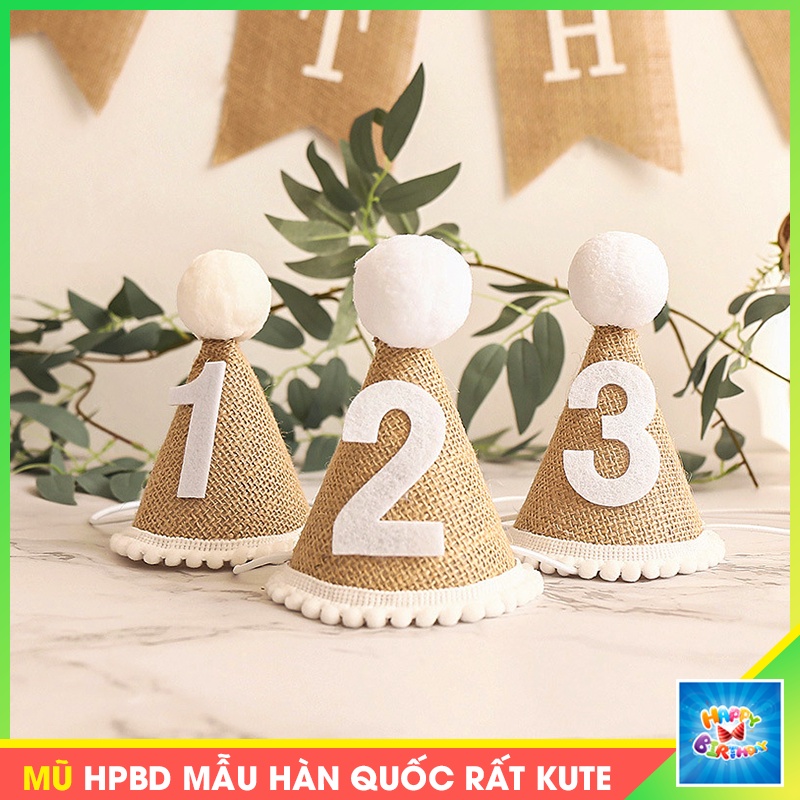 (SÉT Y HÌNH) Mũ sinh nhật cho bé phong cách Hàn Quốc kiểu Handmade rất kute [ Phụ kiện trang trí sinh nhật ] #trangtrisi