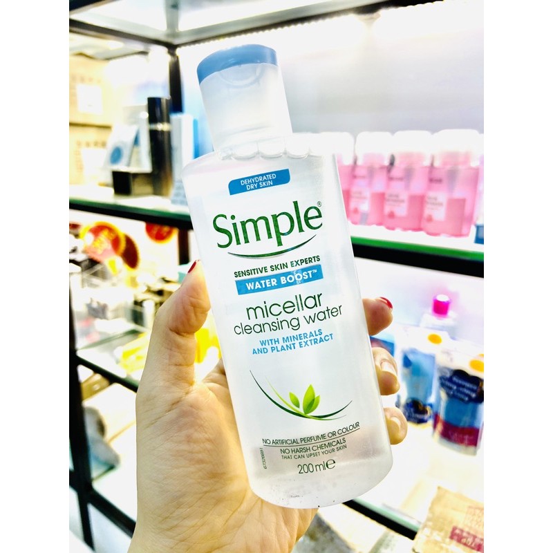 NƯỚC TẨY TRANG DÀNH CHO DA NHẠY CẢM, KHÔNG MÙI KHÔNG MÀU SIMPLE MICELLAR CLEANSING WATER 200ML