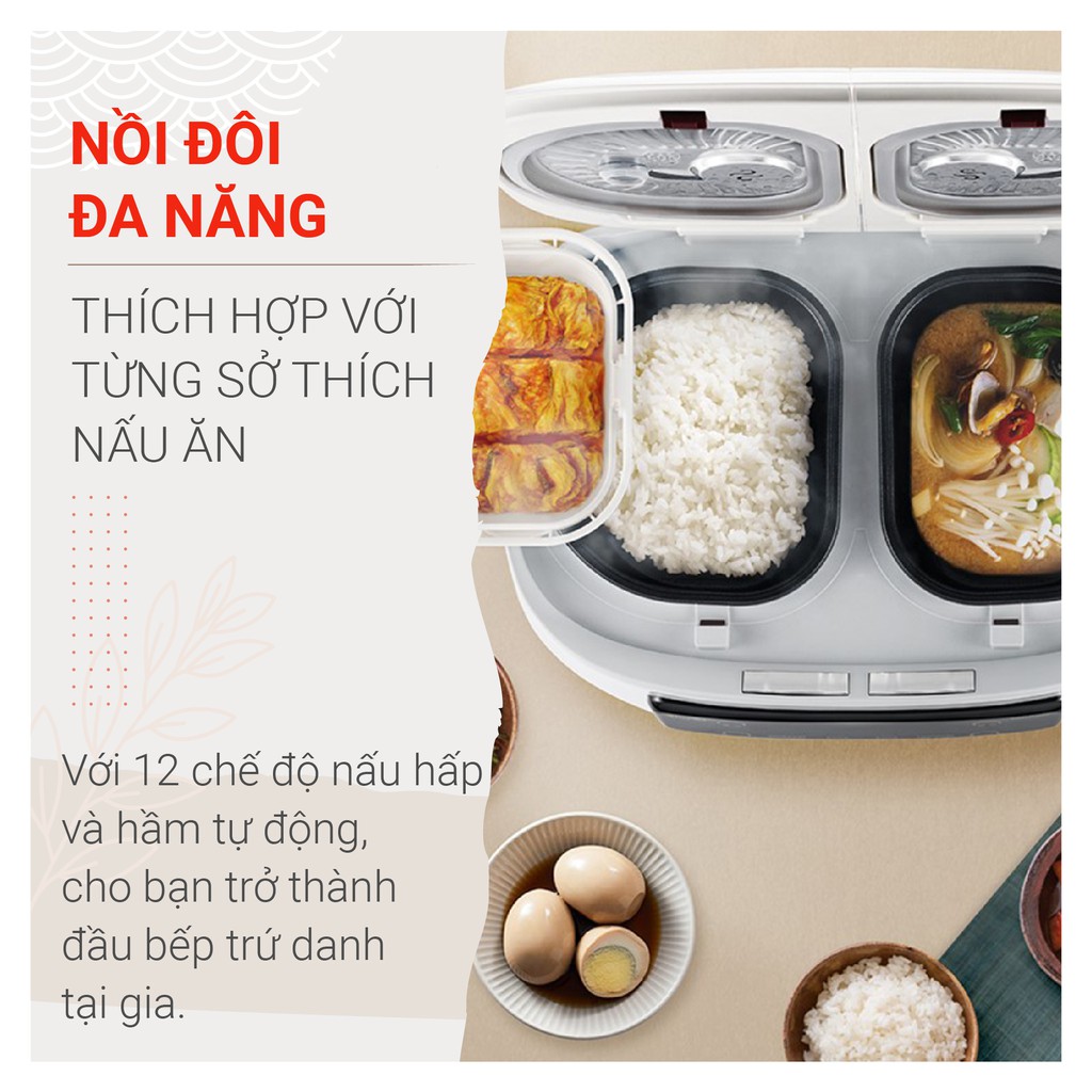 [Mã ELBAU10 giảm 10% đơn 500K]Nồi Cơm 2 Ngăn Đa Năng Sharp 1.8 lít KN-TC50VN-SL/WH