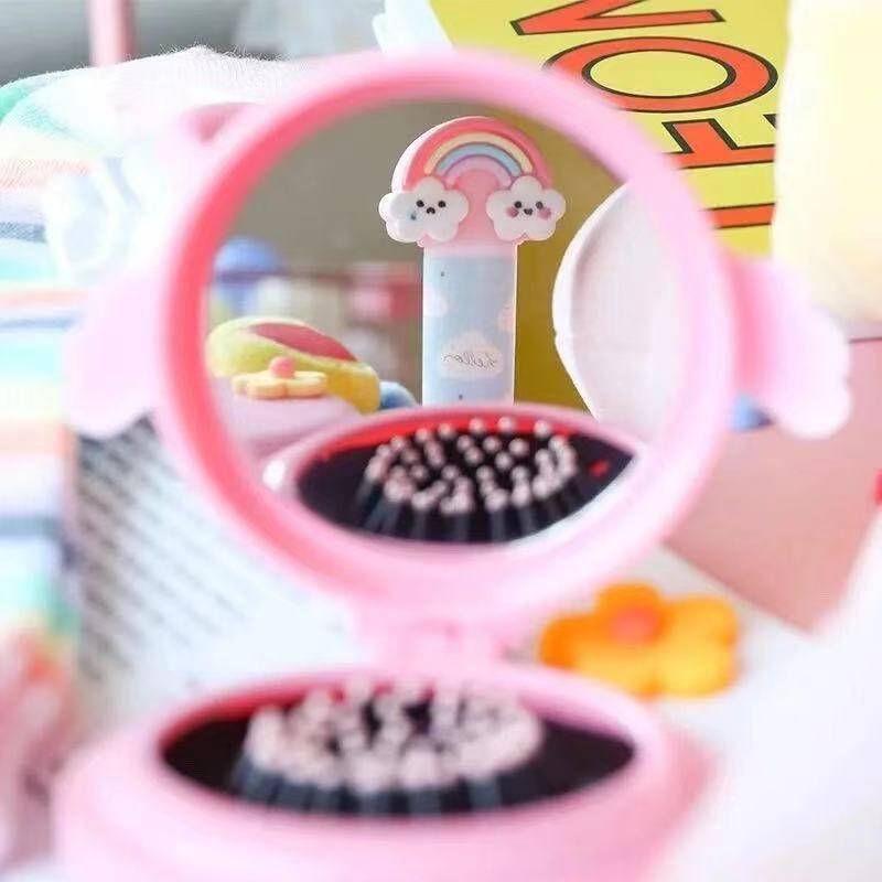 Gương Lược Mini Có Thể Gấp Lại Tích Hợp Gương Dễ Thương