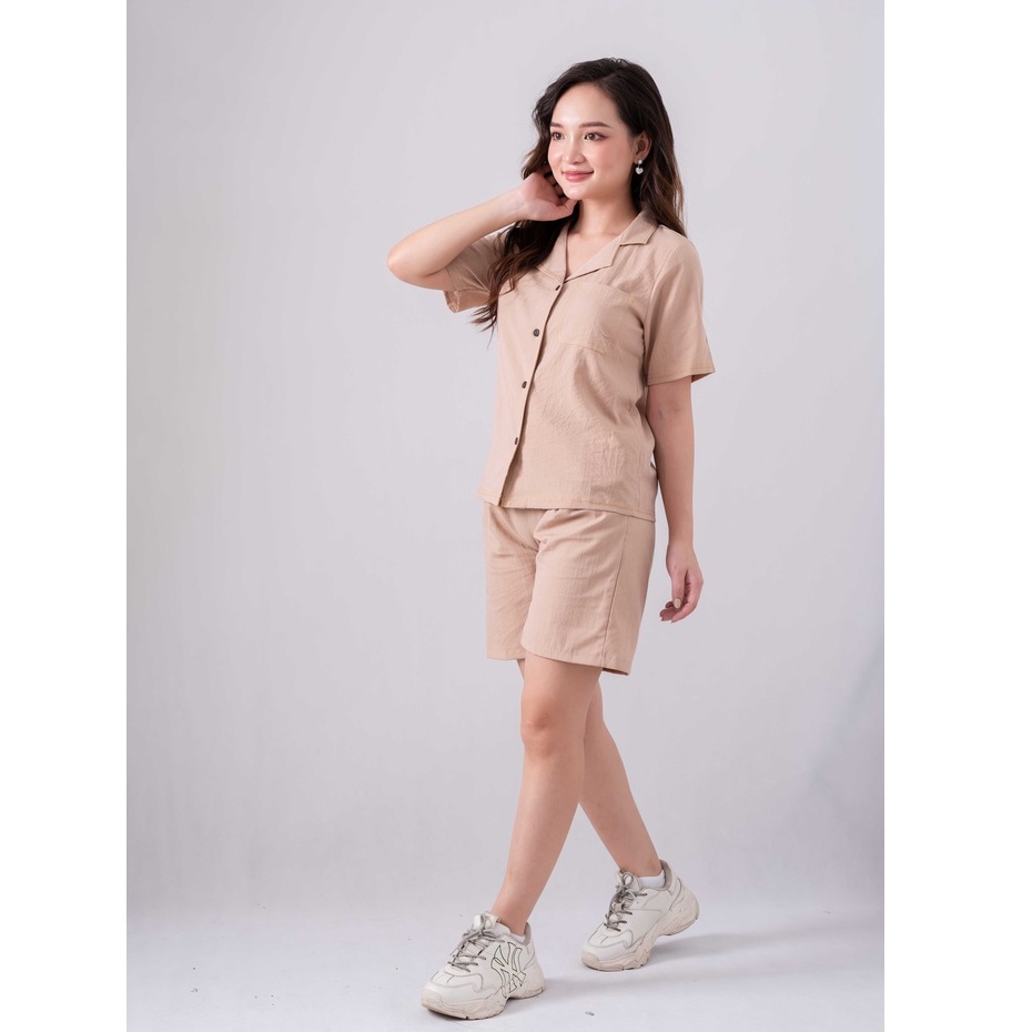 Áo sơ mi ngắn tay cổ vest phối viền nữ   FREESHIP  Áo sơ mi ngắn tay cổ vest phối viền chỉ freesize Zuca Shop