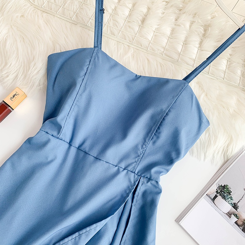 Jumpsuit , áo 2 dây liền quần giả váy nữ dáng ngắn sexy đệm ngực phong cách Hàn Quốc