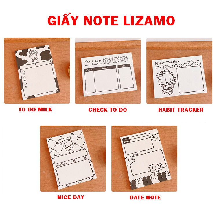 Giấy nhớ note ghi chú đen trắng DIY nhiều mẫu cute dễ thương LIZAMO GN63
