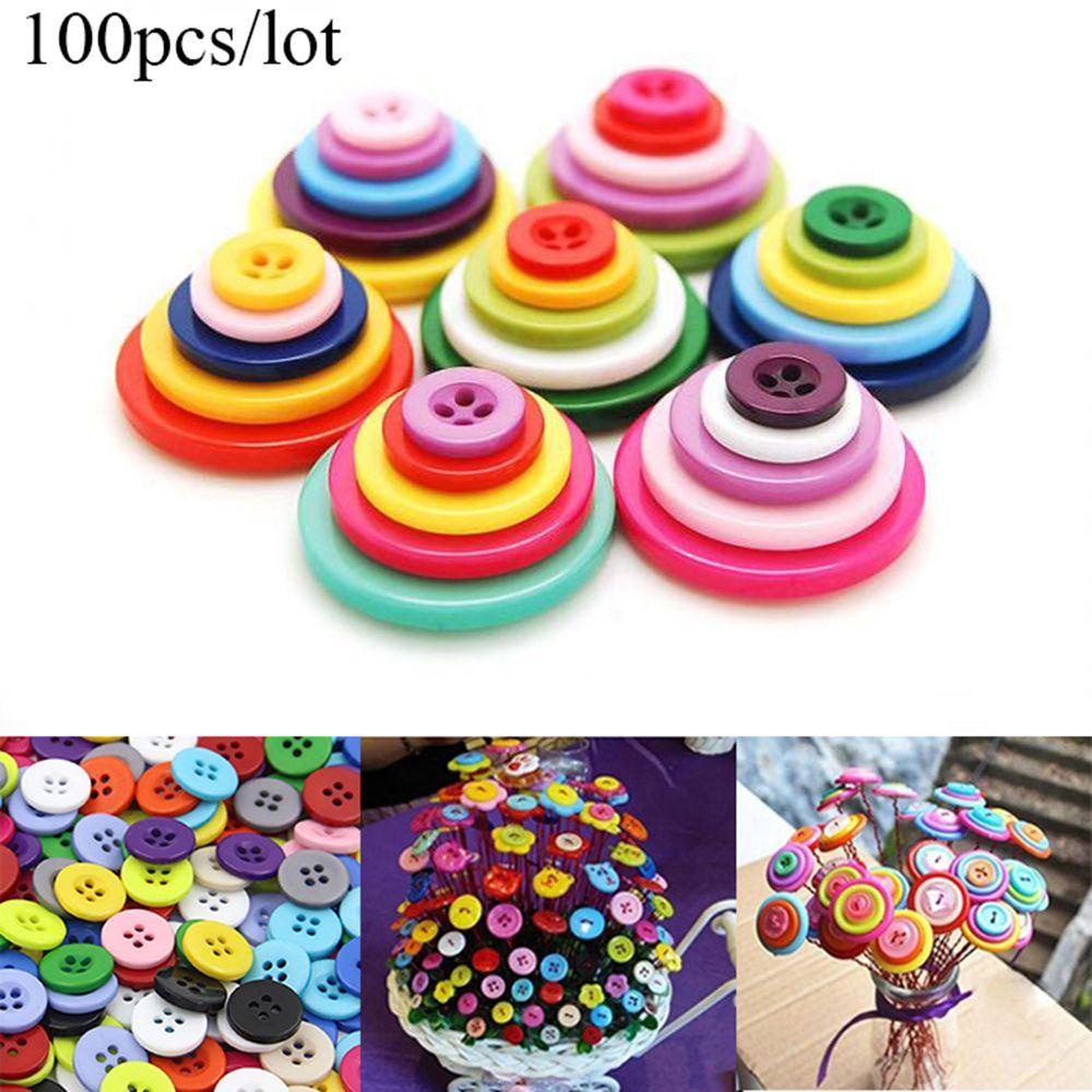 Set 100 Nút Nhựa 4 Lỗ Nhiều Màu