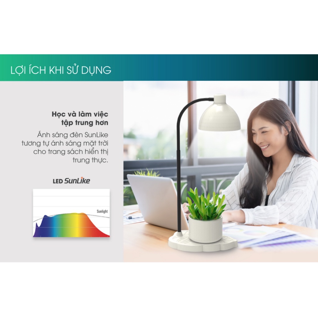 Đèn học Rạng Đông cảm ứng 8 W, chống cận thị, model RDRL60