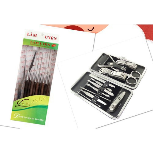 Combo Bộ dụng cụ lấy ráy tai 10 món và Bộ kềm cắt móng 12 món - BX0112