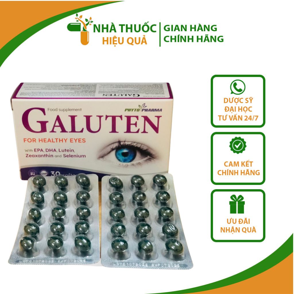 Viên uống bổ mắt Galuten I Nhập khẩu Châu Âu I Cho đôi mắt sáng khỏe, tinh anh I Hộp 30 viên.thuochieuqua