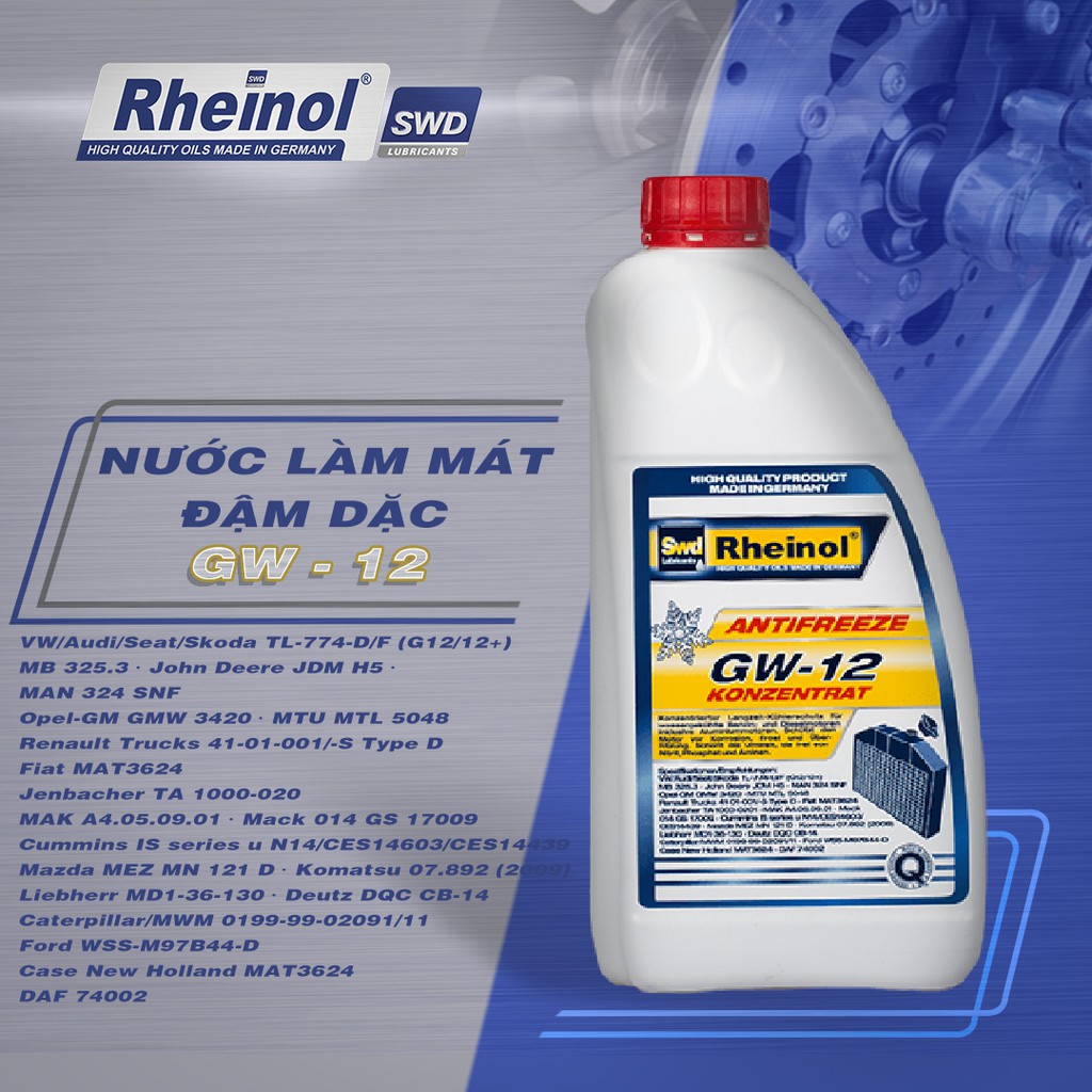 Nước làm mát đậm đặc Rheinol GW12 - Hàng nhập khẩu cao cấp Đức 1.5L